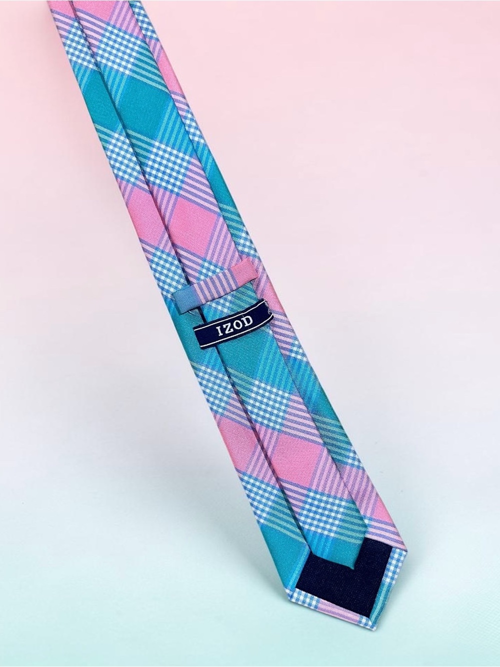 Izod Pink and Teal Plaid Men's Tie